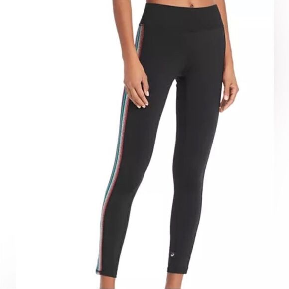 TEREZ Heathered Gray Leggings w/Colorful Side Stripes. Size Medium. EUC! - Picture 6 of 7